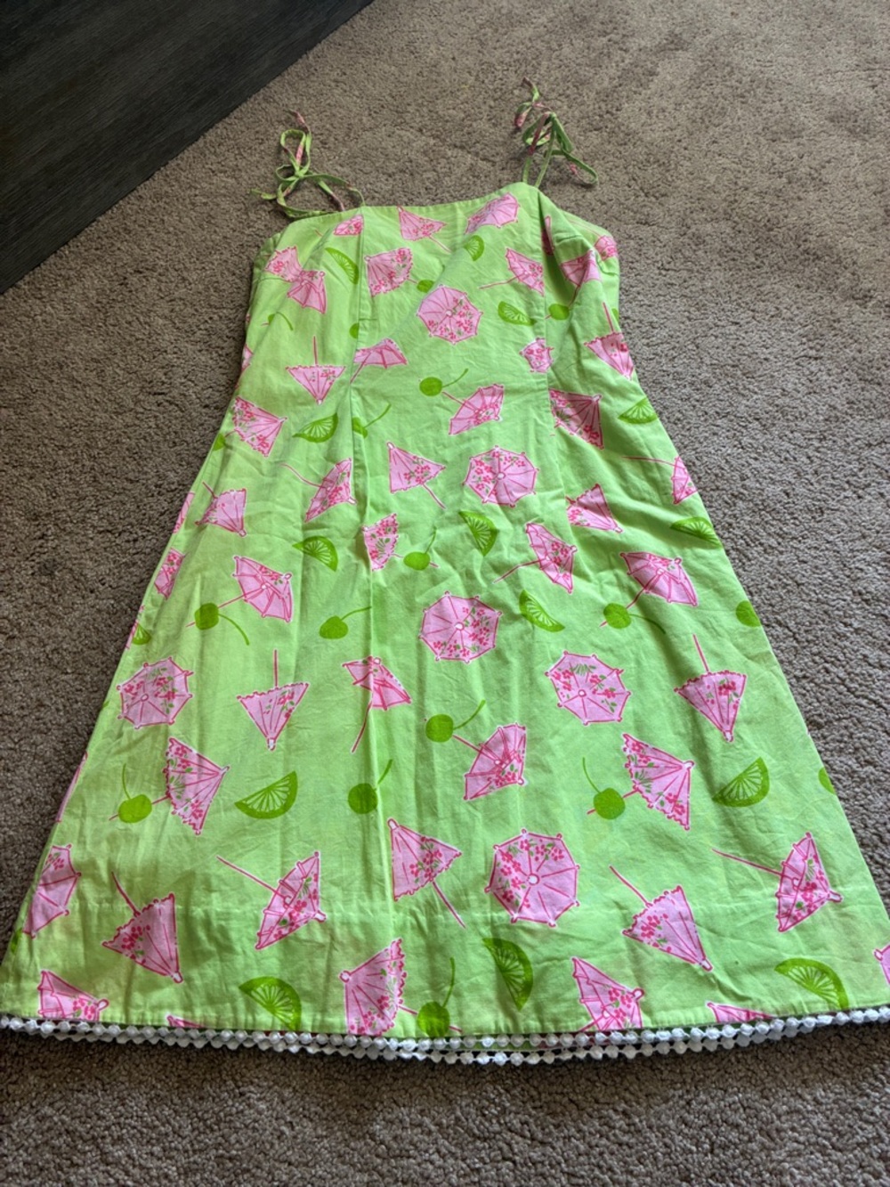 Lilly Pulitzer Tessa Shift Dress Size 2 - Garnish Pink Umbrella & Lime Print